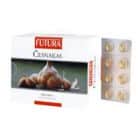 Dėžutė Cobra Cenforce planšetinių kompiuterių su FUTURA įkvėptu dizainu, ant pakuotės pavaizduota pora. Šalia dėžutės yra lizdinė plokštelė, kurioje yra šešios tabletės.